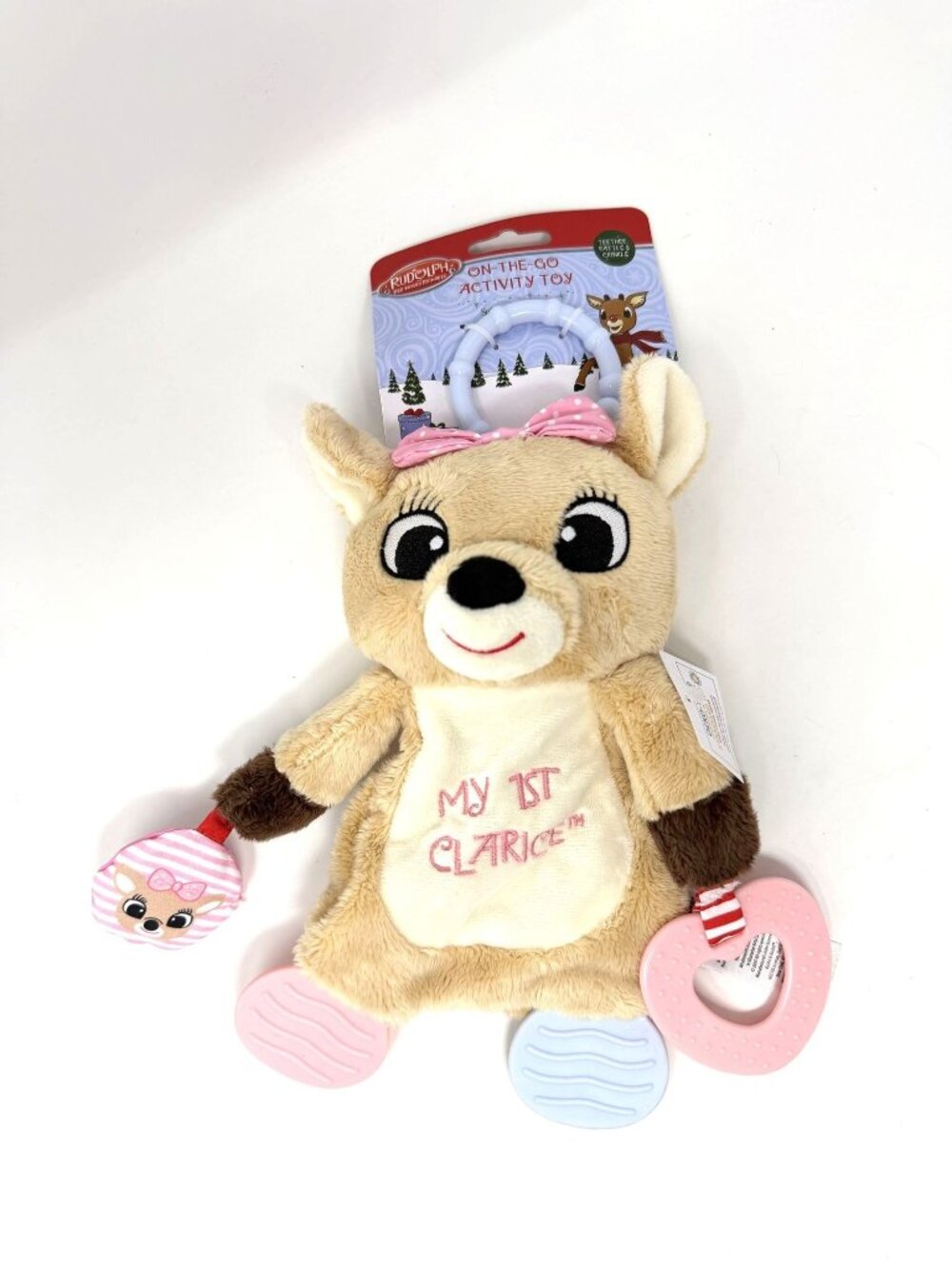 Rudolph the Red-Nosed Reindeer 10" Clarice Crib Activity Toy Teether Christmas